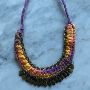 Andrea Bocchio bronze, purple, and orange necklace, adjustable 19" chain